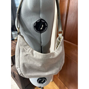 Hobo International Genuine Leather Shoulder Bag - Soft Gray | Floral Lining